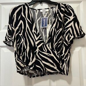 Zebra Print Wrap Top